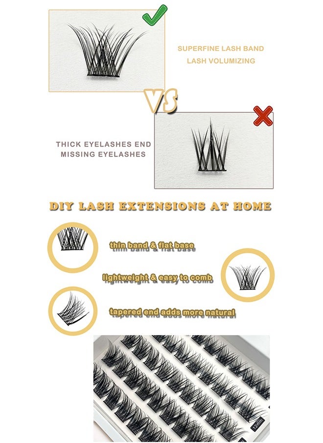 Ocean - False Eyelashes Set, Segmented Eyelashes Single Cluster False Eyelashes, Diy False Eyelash Extension, Individual Lashes Cluster Lashes, Self Adhesive Lashes with Eyelash Glue and Tweezers, Black ﻿ - Image 1
