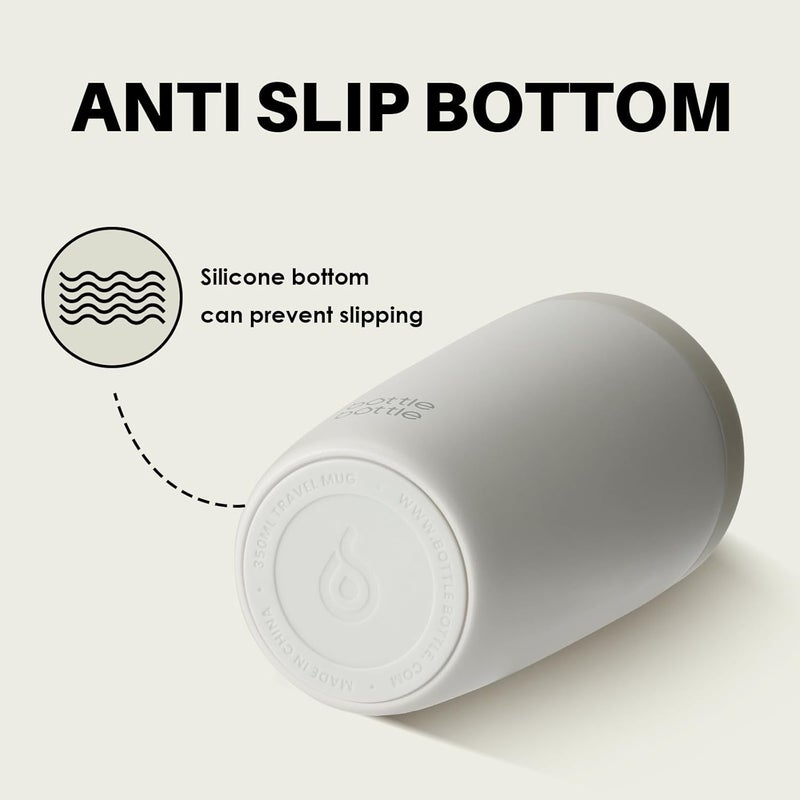 bottle bottle Insulated Stainless Steel Travel Mug, 350ml Capacity, Coffee Cup with Push Button, Lid Keeps Cold and Hot for 12 Hours - Grey - Image 4