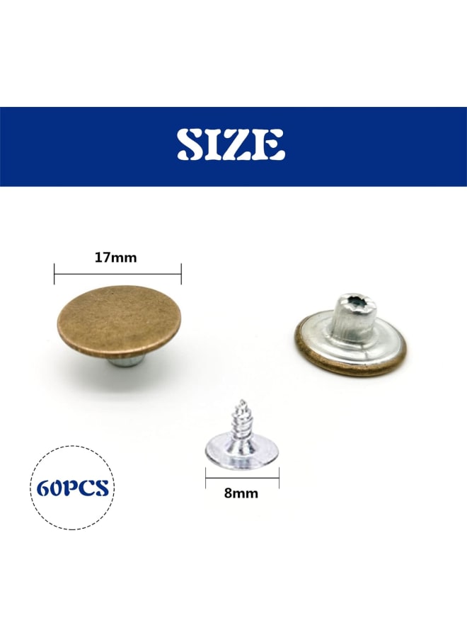 Replacement Jeans Buttons, of 60 Buttons for Jeans with Rivets, Jeans Button for Hooking with Storage Box, Press Studs Metal Trouser Button for Repairing Jeans / Trousers / DIY - Image 4