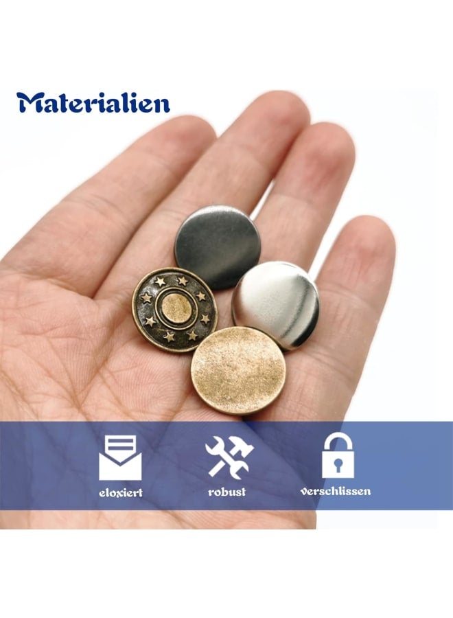 Replacement Jeans Buttons, of 60 Buttons for Jeans with Rivets, Jeans Button for Hooking with Storage Box, Press Studs Metal Trouser Button for Repairing Jeans / Trousers / DIY - Image 3