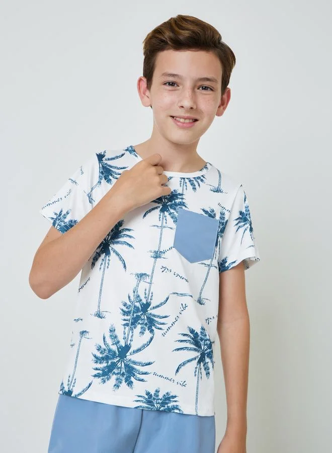 ستايلي Teens Palm Print T-Shirt And Shorts Set