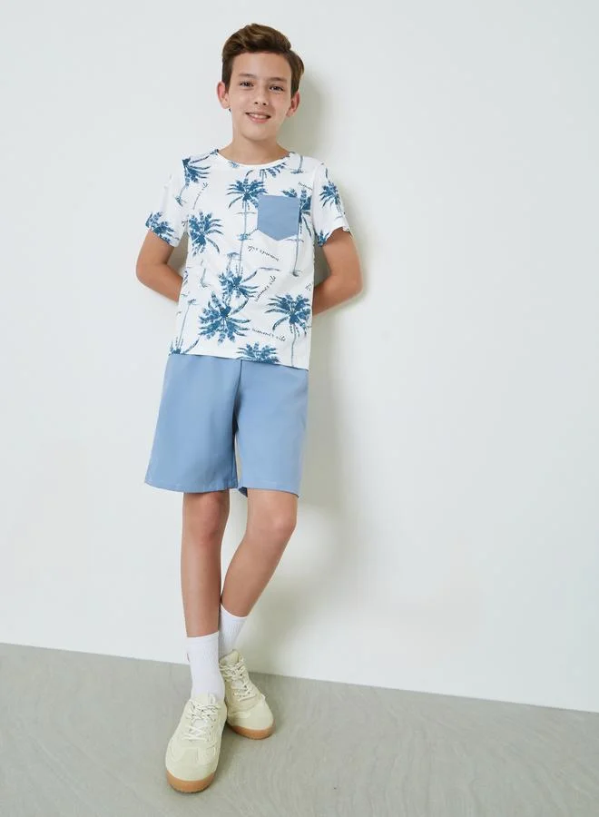 ستايلي Teens Palm Print T-Shirt And Shorts Set