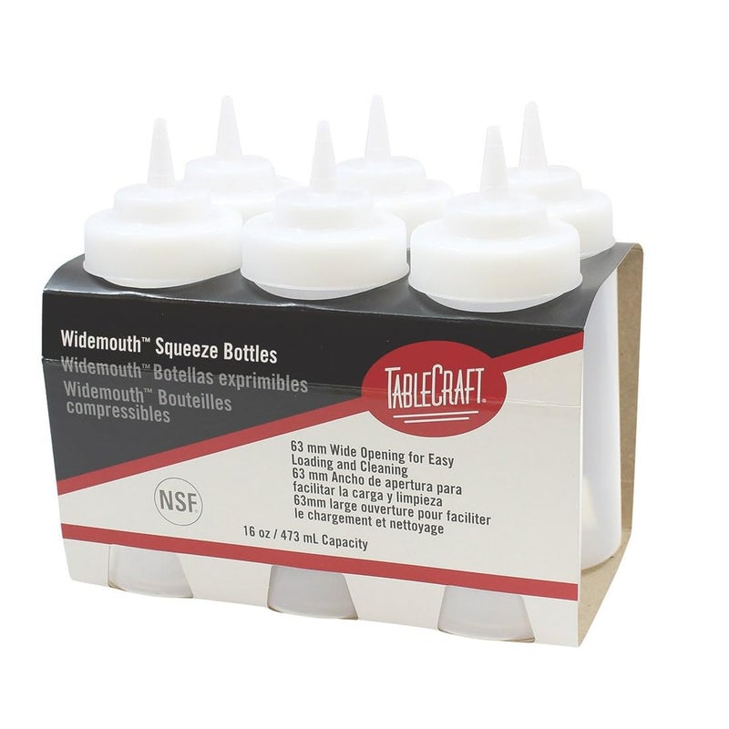 TableCraft C11663C White 16 Oz Wide Squeeze Dispenser  6  PK