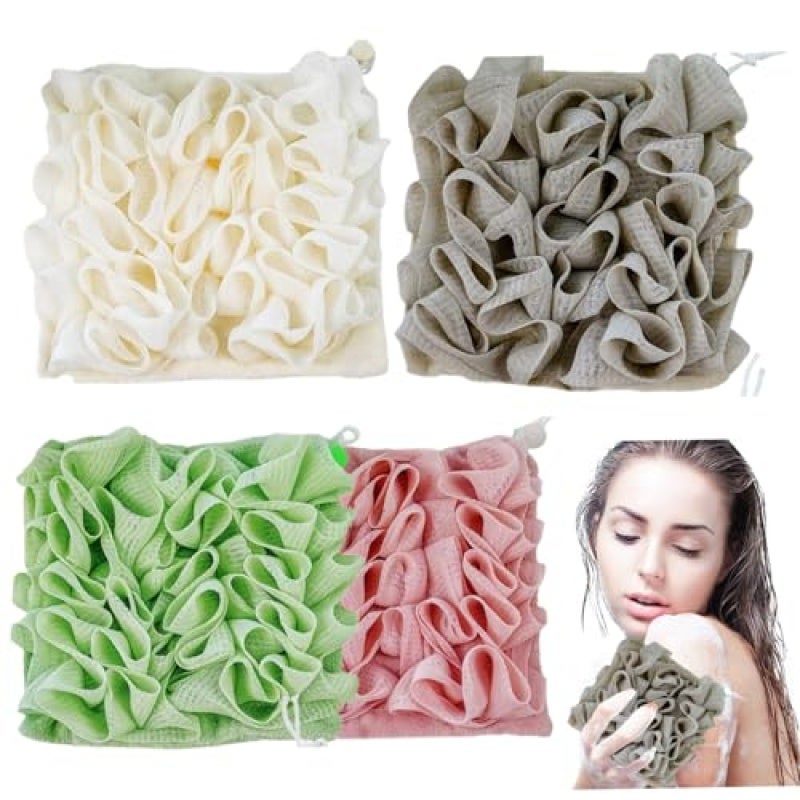 2-In-1 Exfoliating Loofah Washcloth - Multicolor Shower Scrubber for Home Bath & Shower Use - Image 1