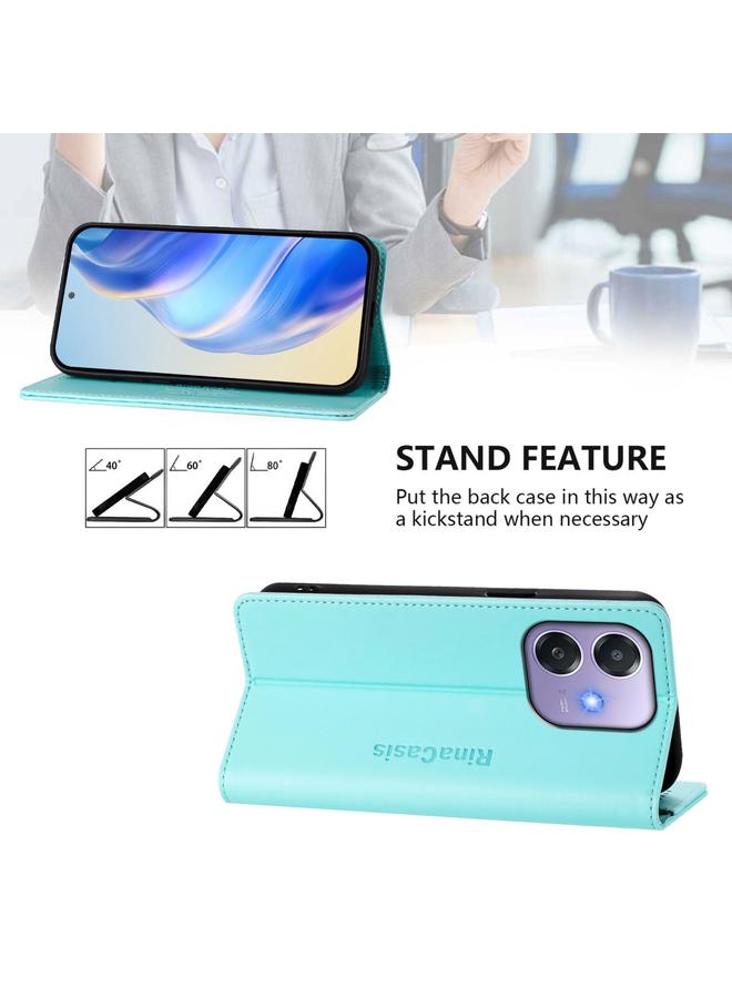 اس-توب جراب لهاتف OPPO A3x 5G / 4G / A3 5G / 4G RC01 جراب هاتف جلدي مزدوج الطي مزود بمغناطيس شفط RFID - Image 4