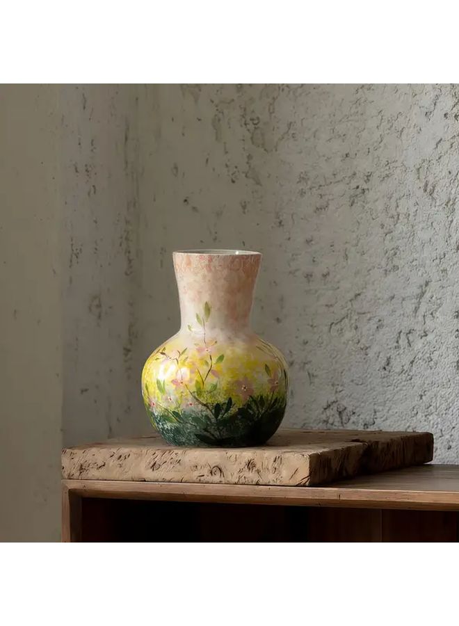 Hand Painted French Country Ceramic Bell Vase Drawing Spring Decor Vintage Flower Pot For Wedding Table Centerpiece Garden Indoor Outdoor Elegant Ceramic Home Accent - Image 5