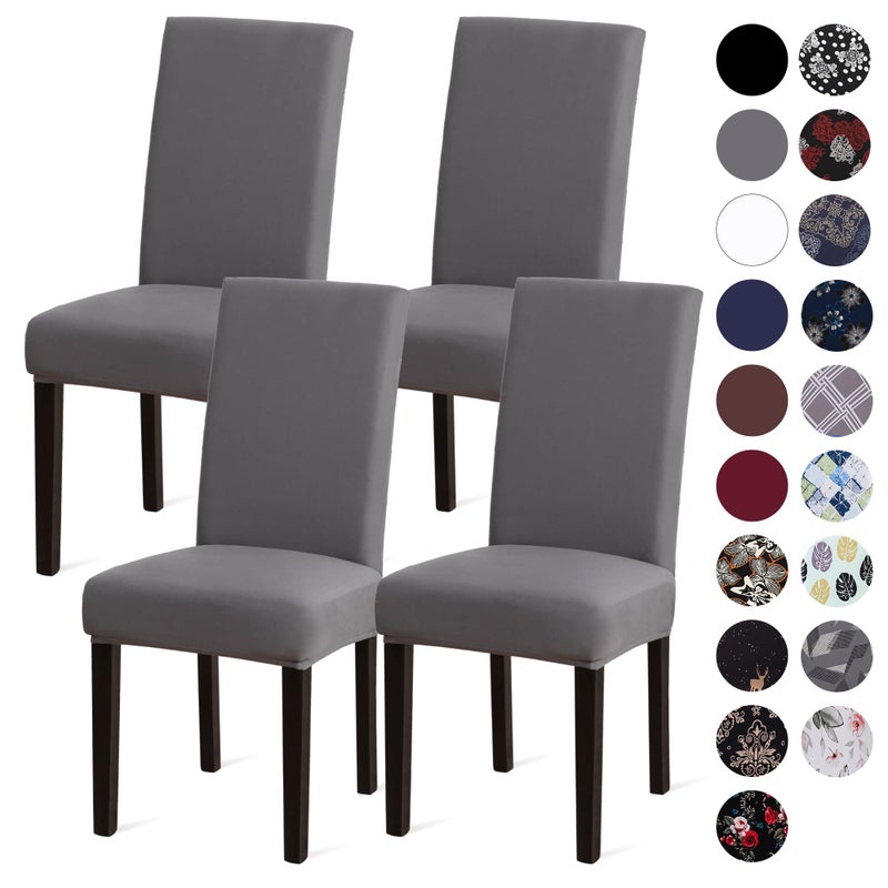 Sufdari Dining Chair Covers,Kitchen Cover,Parsons Slipcover,Spandex Protectors for Room Stretch Chairs Cover Set of 4 -Gray - Image 1