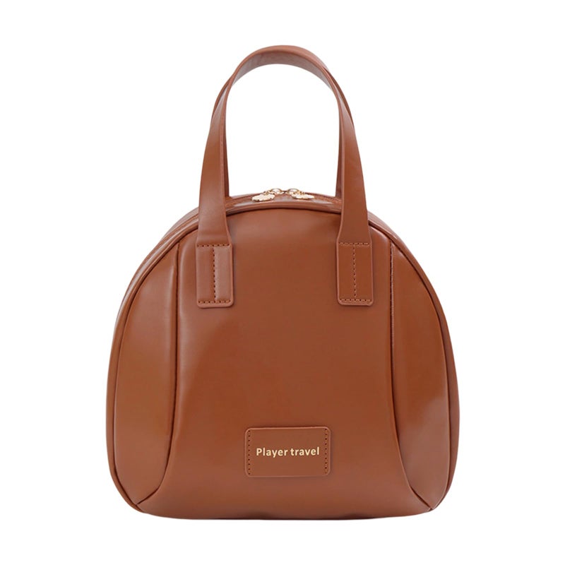 Large Capacity Coffee Makeup Bag Travel Toiletry Storage PU Leather Cosmetic Organizer - Image 2