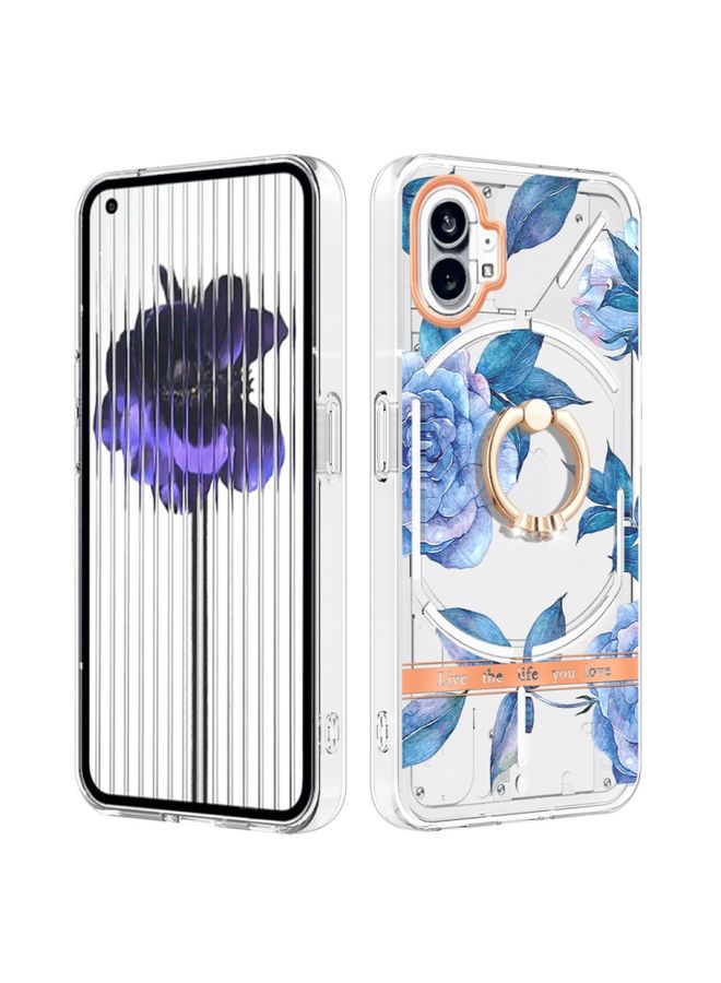 Case Cover For Nothing Phone 1 Flowers Series TPU Phone Case Blue Peony