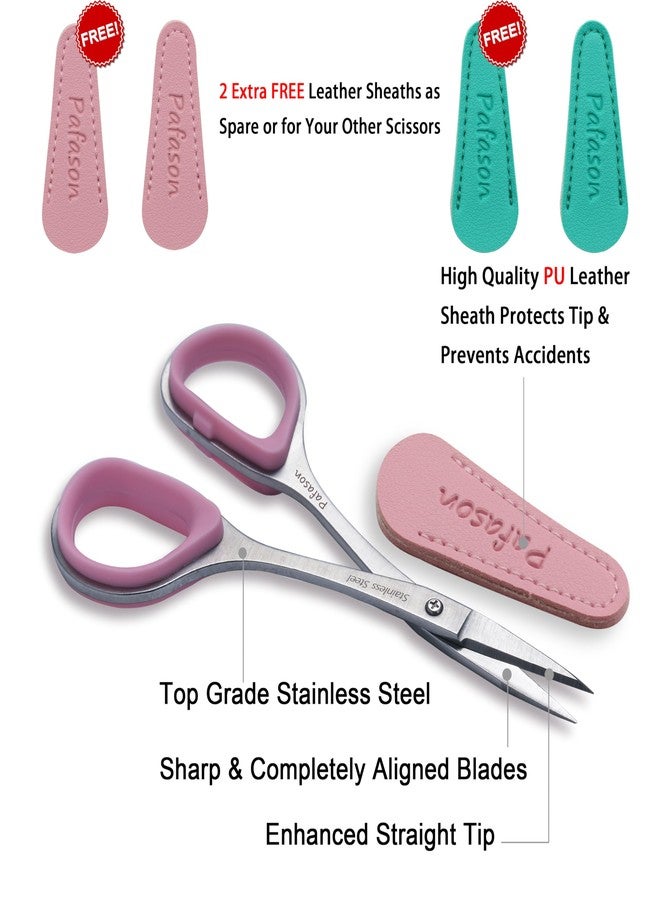 PAFASON Precise & Sharp Sewing Scissor Set 2 PC Curved Straight for DIY Quilting Embroidery Knitting Crafting Cross Stitch Crochet Thread Yarn Paper Fabric Detail Cutting Stainless Steel Safety Case - Image 2