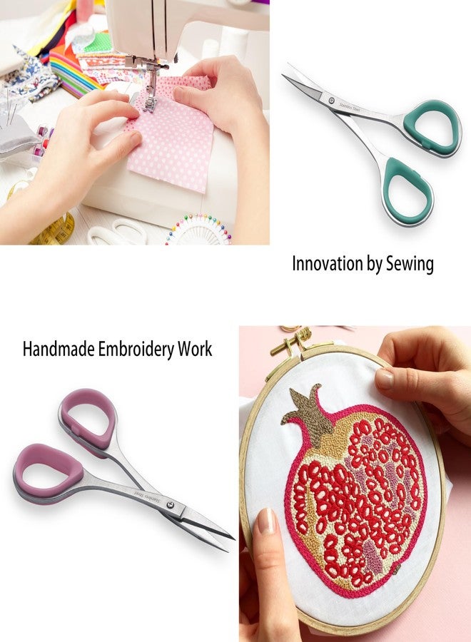PAFASON Precise & Sharp Sewing Scissor Set 2 PC Curved Straight for DIY Quilting Embroidery Knitting Crafting Cross Stitch Crochet Thread Yarn Paper Fabric Detail Cutting Stainless Steel Safety Case - Image 3