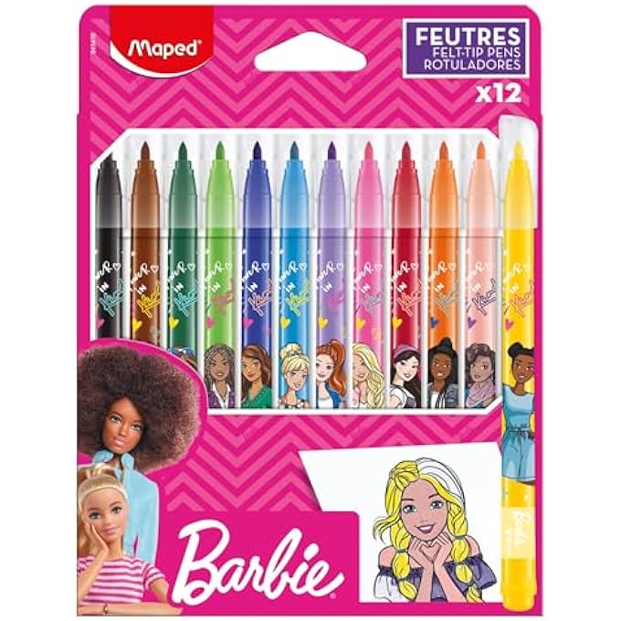 Barbie - FELT TIP PENS BARBIE X12 - BRIGHT COLOURS - FIXED SOFT TIP: Ø 2.8 MM - WRITING LENGTH > 220 M - Image 2