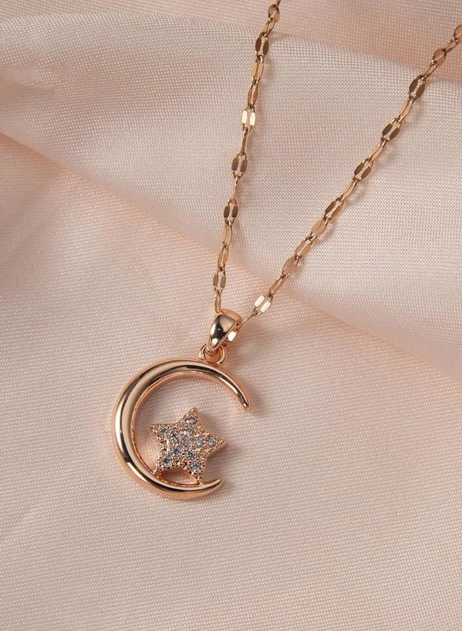 Take Two Embellished Star Moon Pendant Necklace