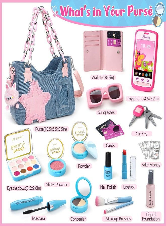 Toylink Toddler Purse for Little Girls, Pretend Play Makeup Toy Set for Toddlers 3-5 with Plushie/Phone/Wallet, My First Kids Purse Princess Birthday Gifts for 3 4 5 6 7 8 Year Old Baby Girl - Image 5