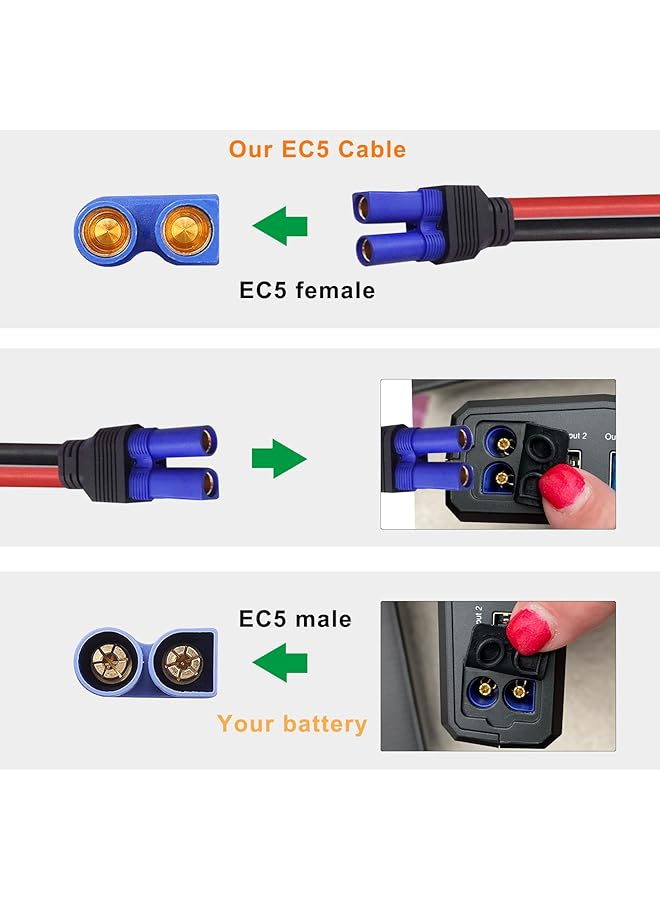 Generic Car Jump Starter Cable Battery Clamps - Ec5 Connector To Aligator Clips Extension Cord 10Awg Wire 12V Replacement Charge Cable For Emergency Portable Battery  - Image 4