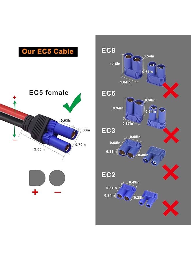 Generic Car Jump Starter Cable Battery Clamps - Ec5 Connector To Aligator Clips Extension Cord 10Awg Wire 12V Replacement Charge Cable For Emergency Portable Battery  - Image 2