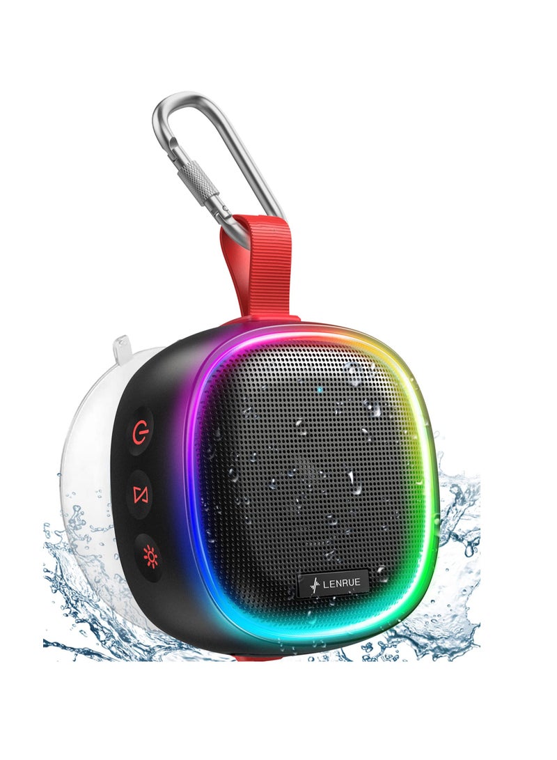 Zikra Bluetooth Speaker with RGB Lights, IPX7 Waterproof Portable Shower Speaker w/HD Sound, TWO Pairing, Bass, 20H Playtime, Sucker, True Stereo Wireless Mini Speaker for Outdoor Party, Travel, Bathroom - Image 2