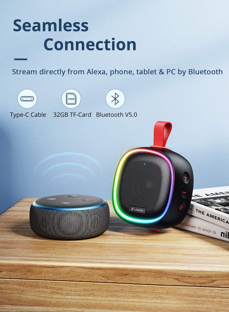 Zikra Bluetooth Speaker with RGB Lights, IPX7 Waterproof Portable Shower Speaker w/HD Sound, TWO Pairing, Bass, 20H Playtime, Sucker, True Stereo Wireless Mini Speaker for Outdoor Party, Travel, Bathroom - Image 3