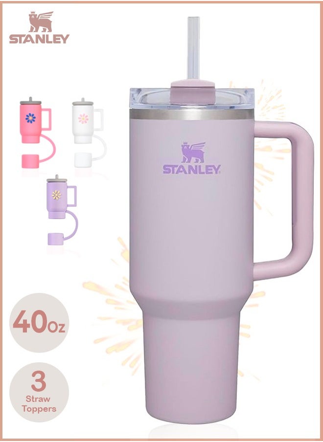 Stanley Stanley Quencher H2.0 Flow State 40oz Orchid Stainless Steel Vacuum Insulated Tumbler with Lid, Straw and 3 Straw Stoppers for Water and Iced Tea, Cold Retention in Pack of 1 & 2  - Image 1