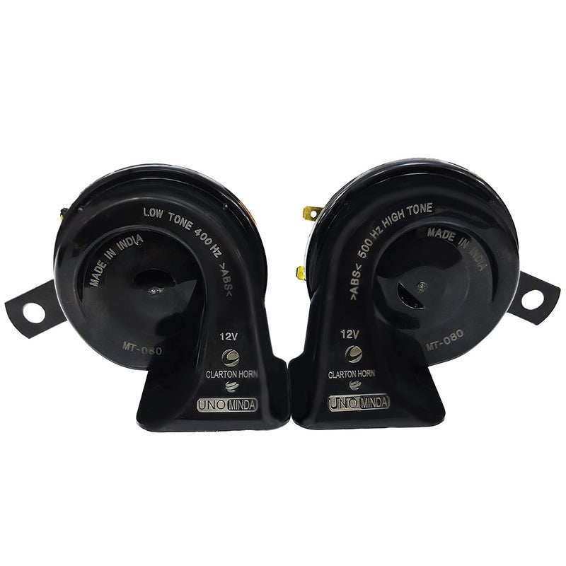 UNO Minda "Uno Minda 875048 Clarton C80 Trumpet Horn Set - 12V, <3.5A, >110±5 DB Built for all Car's & Suv's with European Technology" - Image 1