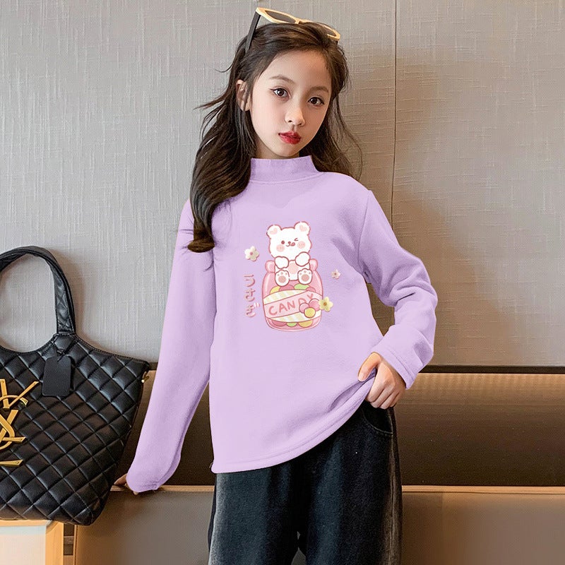 Y2103# Baby Long Sleeve T-Shirt De Rong Wear Thin Girls' Jacket Autumn Girls' Clothes Children'S Foreign Style T - Image 1