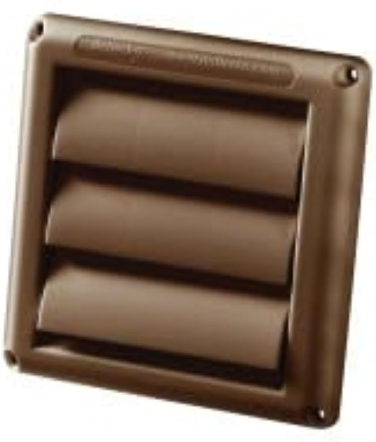 Supurr-Vent Louvered Dryer Vent Hood - Outdoor Exhaust Pipe Cover - Weather-Resistant, UV Protection for Maximum Airflow Efficiency & Easy to Install - 4 Inch Pipe - 6 x 6 Inch – Brown