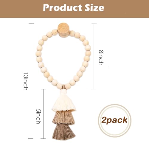 SRG Handmade Magnetic Wooden Bead Curtain Tiebacks 2 PCS | Simple Elegant Magnetic Tassel Curtain Tie Backs | Accessories Wall Decoration | Drapery Tiebacks for Bedroom Window Treatment - Image 5