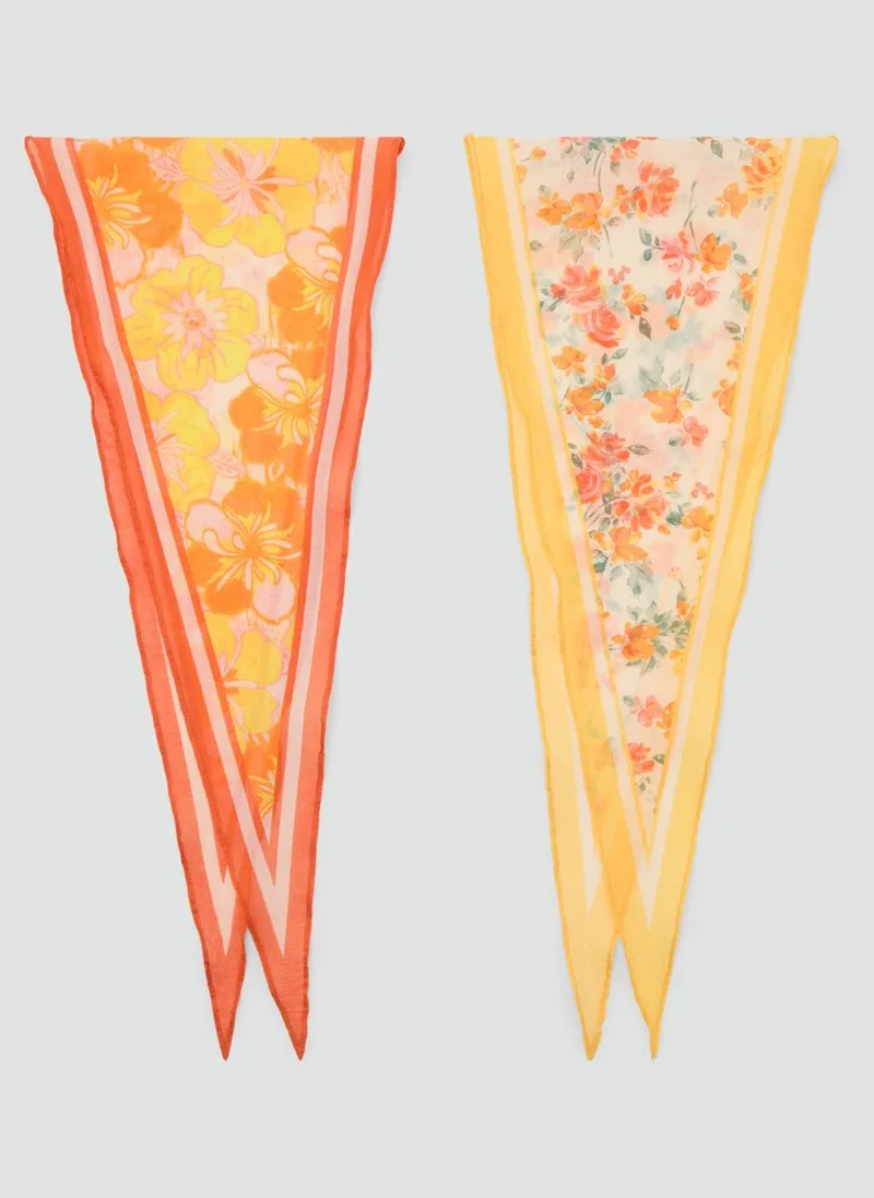 مانجو Set Of 2 Floral-Print Scarves