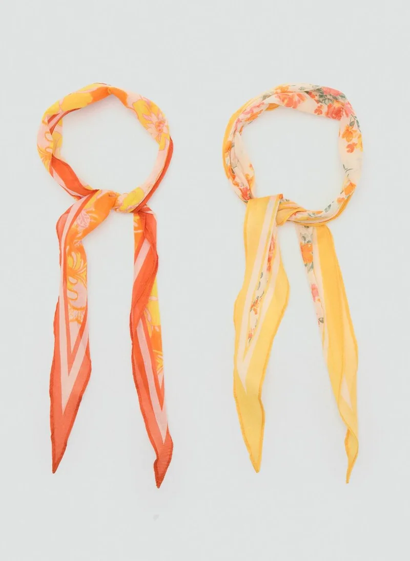 مانجو Set Of 2 Floral-Print Scarves
