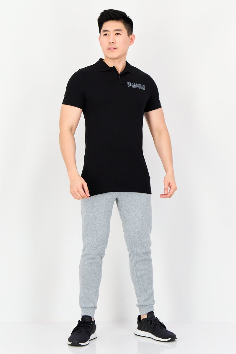 PUMA قميص بولو قصير الأكمام للرجال بتصميم نحيف، أسود - Image 4