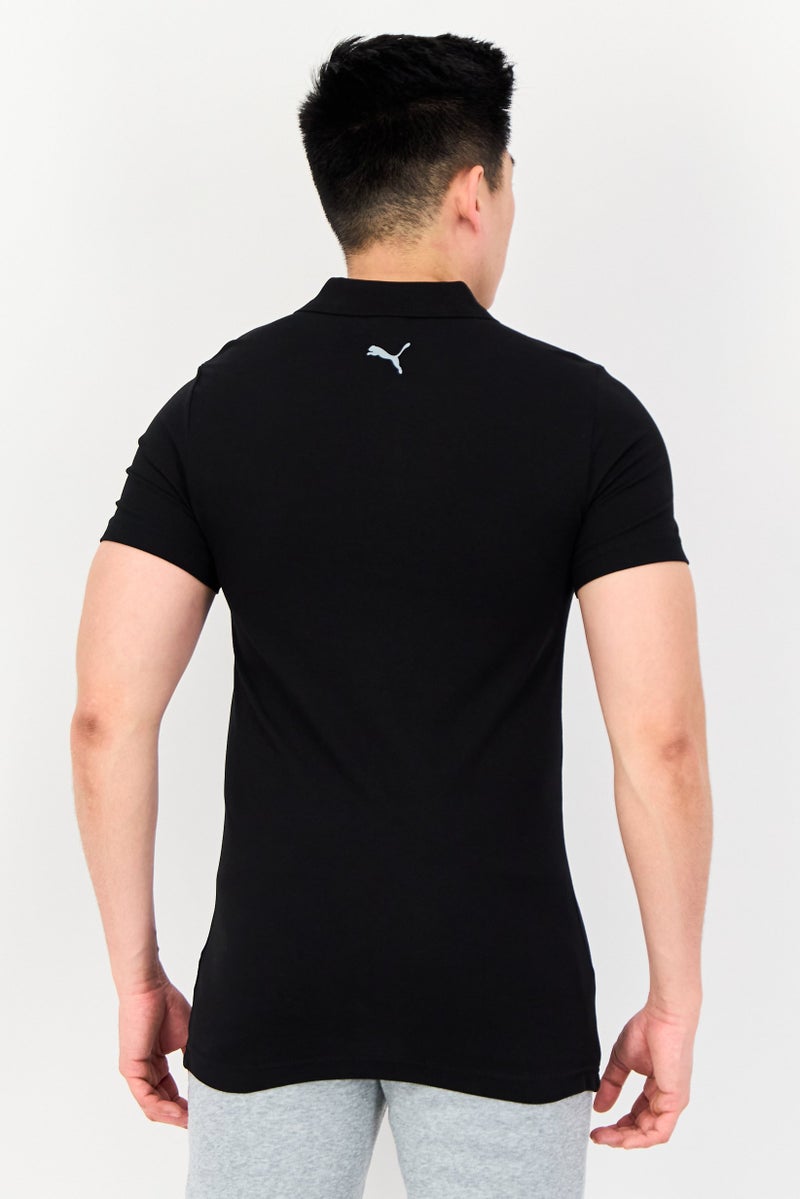 PUMA قميص بولو قصير الأكمام للرجال بتصميم نحيف، أسود - Image 3