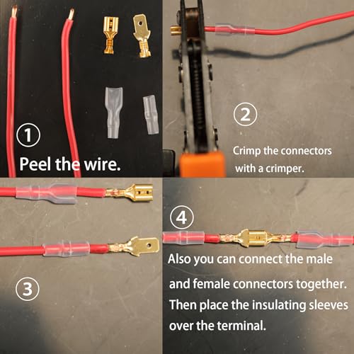 Feggizuli 480pcs Male and Female Spade Connectors Kit With Insulating Sleeve - 2.8mm, 4.8mm, 6.3mm Crimp Terminals for Electrical Wiring - Image 5