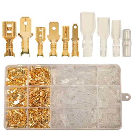 Feggizuli 480pcs Male and Female Spade Connectors Kit With Insulating Sleeve - 2.8mm, 4.8mm, 6.3mm Crimp Terminals for Electrical Wiring - Image 1