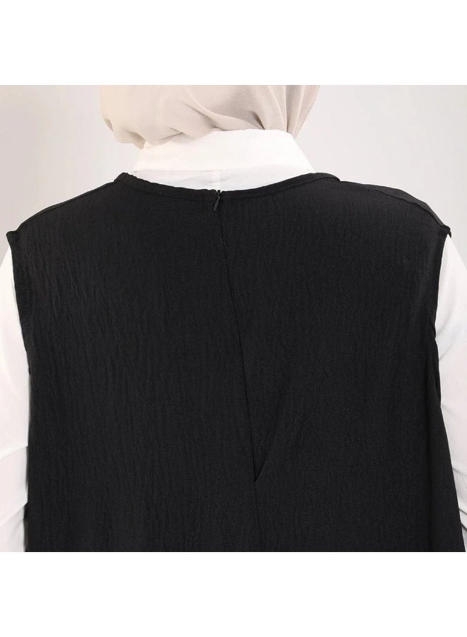 فستان نسائي بدون أكمام، أسود طويل ماكسي، ملابس كاجوال - Image 3