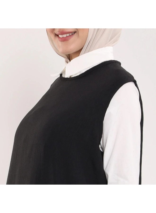 فستان نسائي بدون أكمام، أسود طويل ماكسي، ملابس كاجوال - Image 5