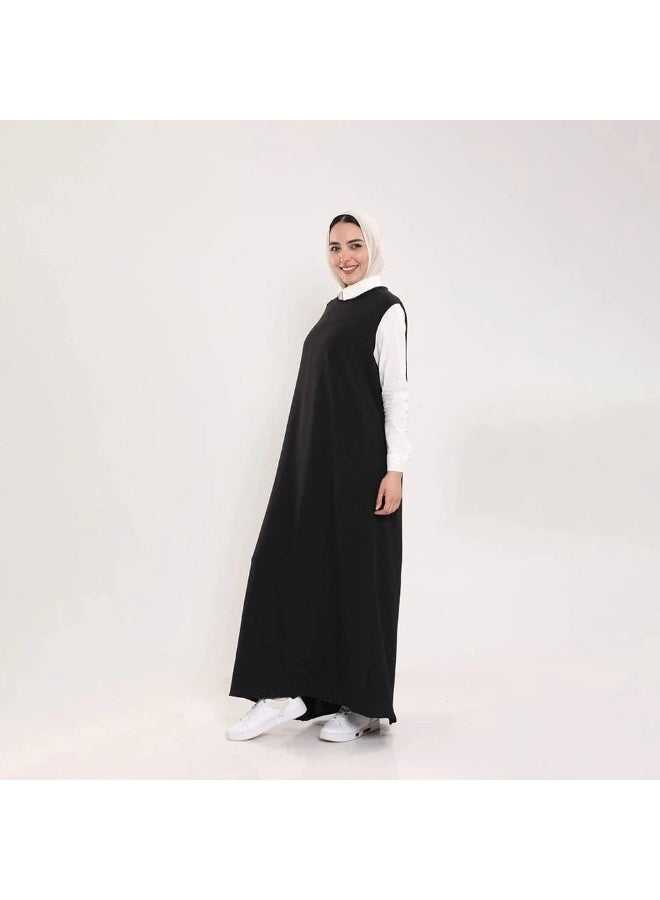 فستان نسائي بدون أكمام، أسود طويل ماكسي، ملابس كاجوال - Image 4