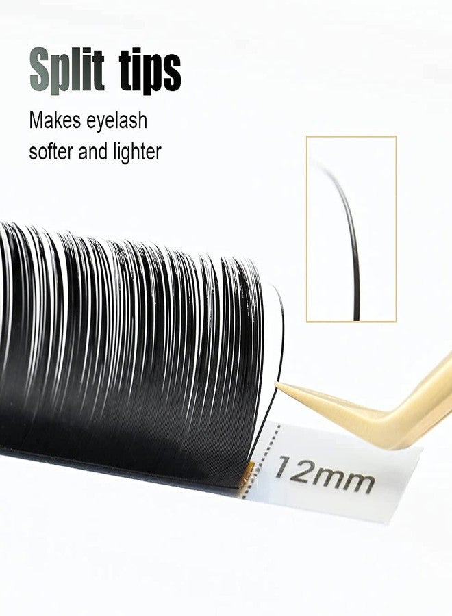 NAGARAKU Ellipse Eyelash Extensions Flat Split Tips Individual Lash 0.15mm C curl 10mm Matte Black Classic Lash Supplies (10mm, 0.15 C -ellipse-black) - Image 5