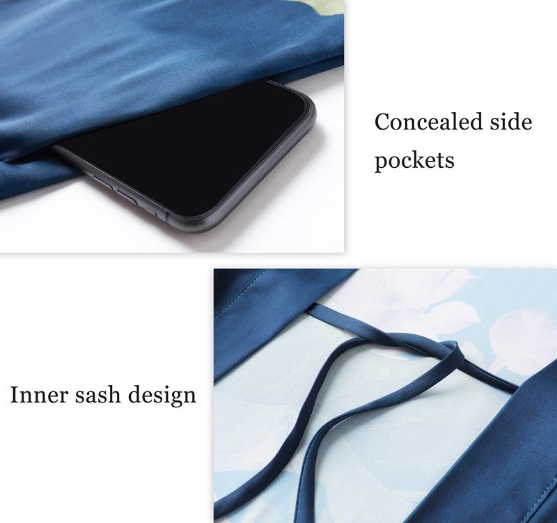 ProDesign Long Satin Nightgown and Cardigan with Kimono Inspired Silky Bathrobe - Image 5