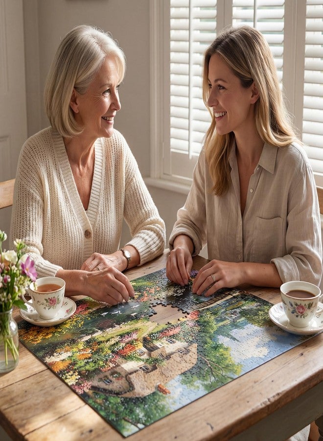 lamplig Puzzles for Adults 1000 Pieces, Spring English Countryside Cottage Nature Landscape, 1000 Piece Puzzle for Adults Seniors, Hard Jigsaw Puzzles with Letters on Back, 1:1 Poster - Image 5