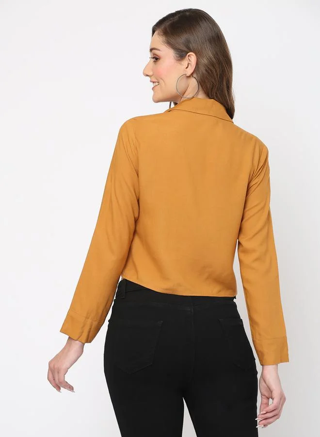 Mish  Women Rust Round Buckle Detail Crop Top for Women | Best Price UAE