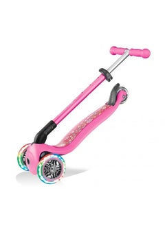 GLOBBER Globber Primo Foldable Fantasy Lights 3-Wheel Kick Scooter (Neon Pink)  - Image 3