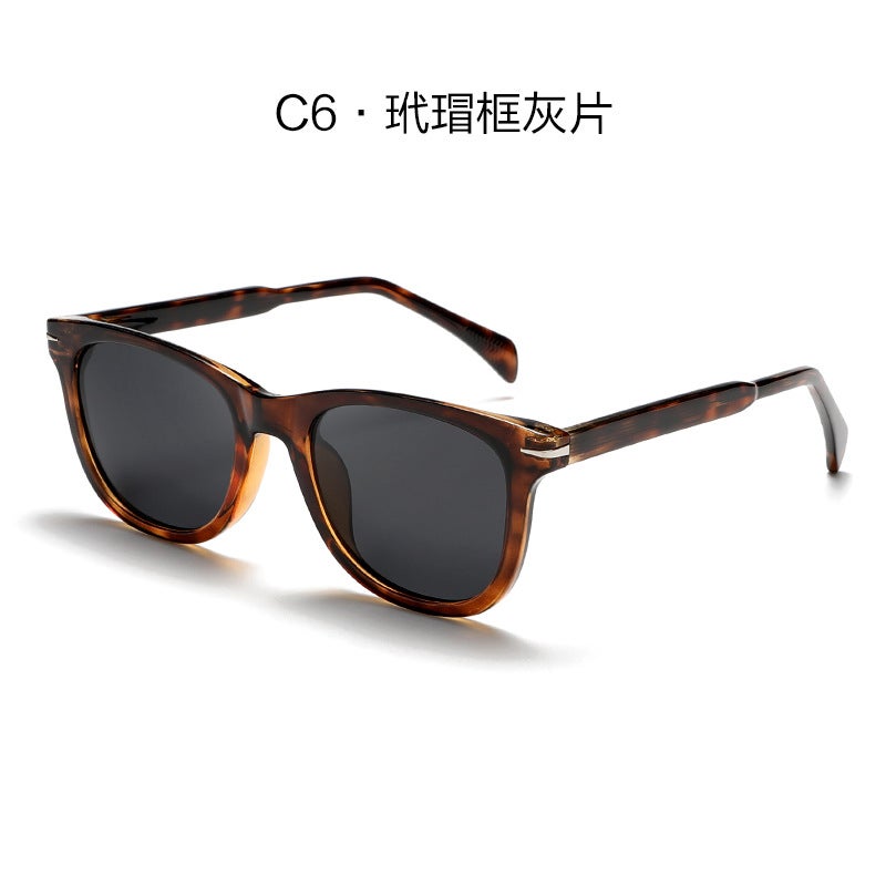 2025 new sunglasses womens box high sense sunglasses mens polarized sunglasses TR insert CP temple C6 tortoise shell frame gray piece