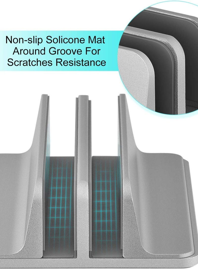 SOLARAE Universal Laptop Vertical Stand, Dual Desktop Stand Adjustable Notebook Stand (up to 17.3 inches) for Samsung/HP/Dell/Chrome Book laptops - Silver - Image 4