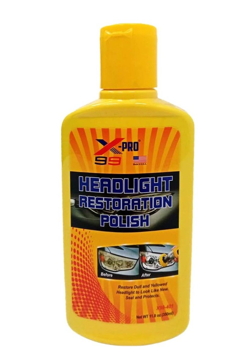X Pro 99 Car Headlight and Spark Plug Polish 350ml Cleans, polishes, and removes oxidation from dull, cloudy, and yellowed headlights. Made in the USA. - Image 1
