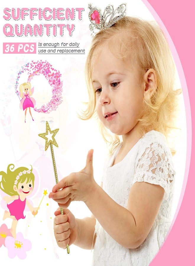 Meanplan 36 Pcs 13 Inch Fairy Wands Princess Magic Star Wands Fairy Angel Witch Sticks Fairy Costume Accessories for Women Girls Kids Halloween Costume Cosplay Party Prop(Gold) - Image 3