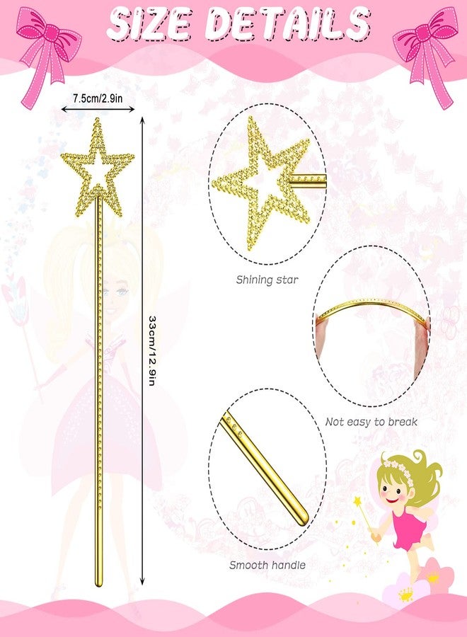 Meanplan 36 Pcs 13 Inch Fairy Wands Princess Magic Star Wands Fairy Angel Witch Sticks Fairy Costume Accessories for Women Girls Kids Halloween Costume Cosplay Party Prop(Gold) - Image 2