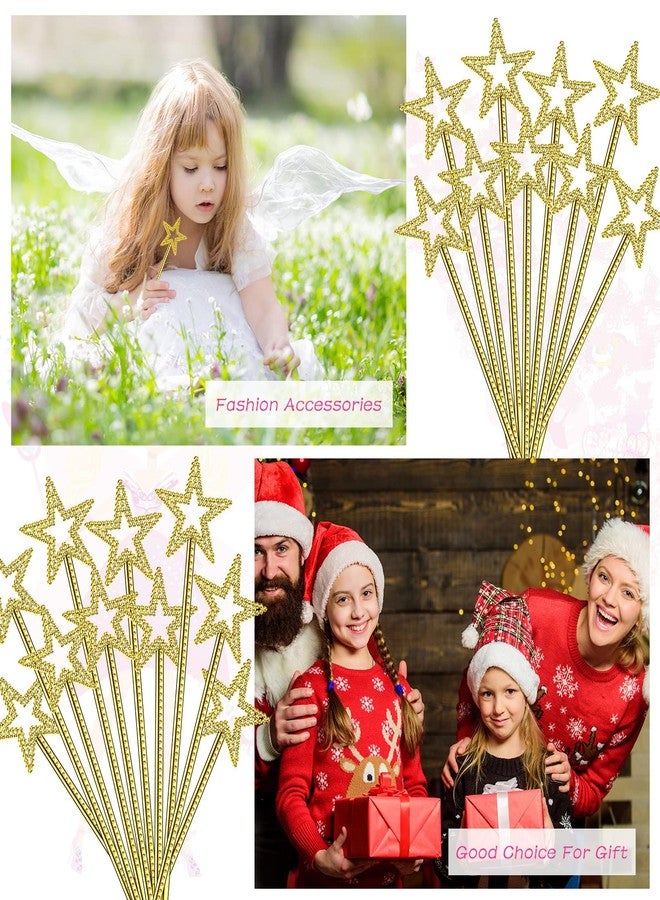 Meanplan 36 Pcs 13 Inch Fairy Wands Princess Magic Star Wands Fairy Angel Witch Sticks Fairy Costume Accessories for Women Girls Kids Halloween Costume Cosplay Party Prop(Gold) - Image 4
