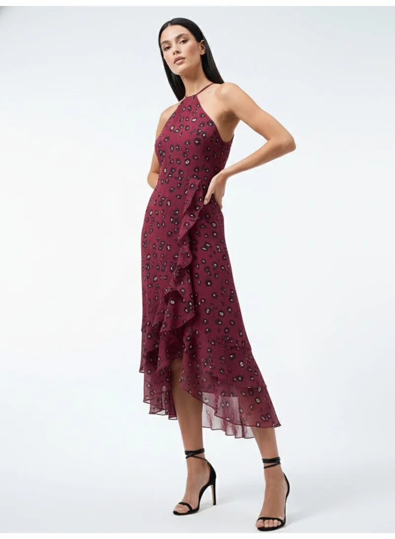 Outzidr  Wine High Slitted Dress for Women | Best Price UAE