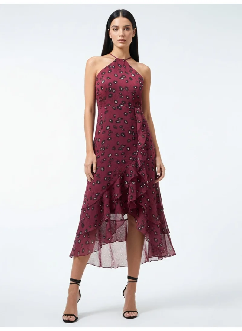 Outzidr  Wine High Slitted Dress for Women | Best Price UAE