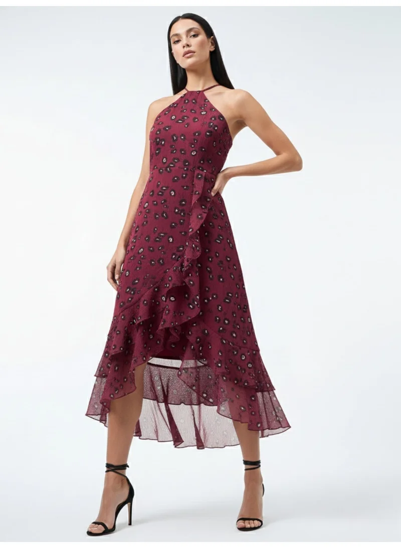 Wine High Slitted Dress